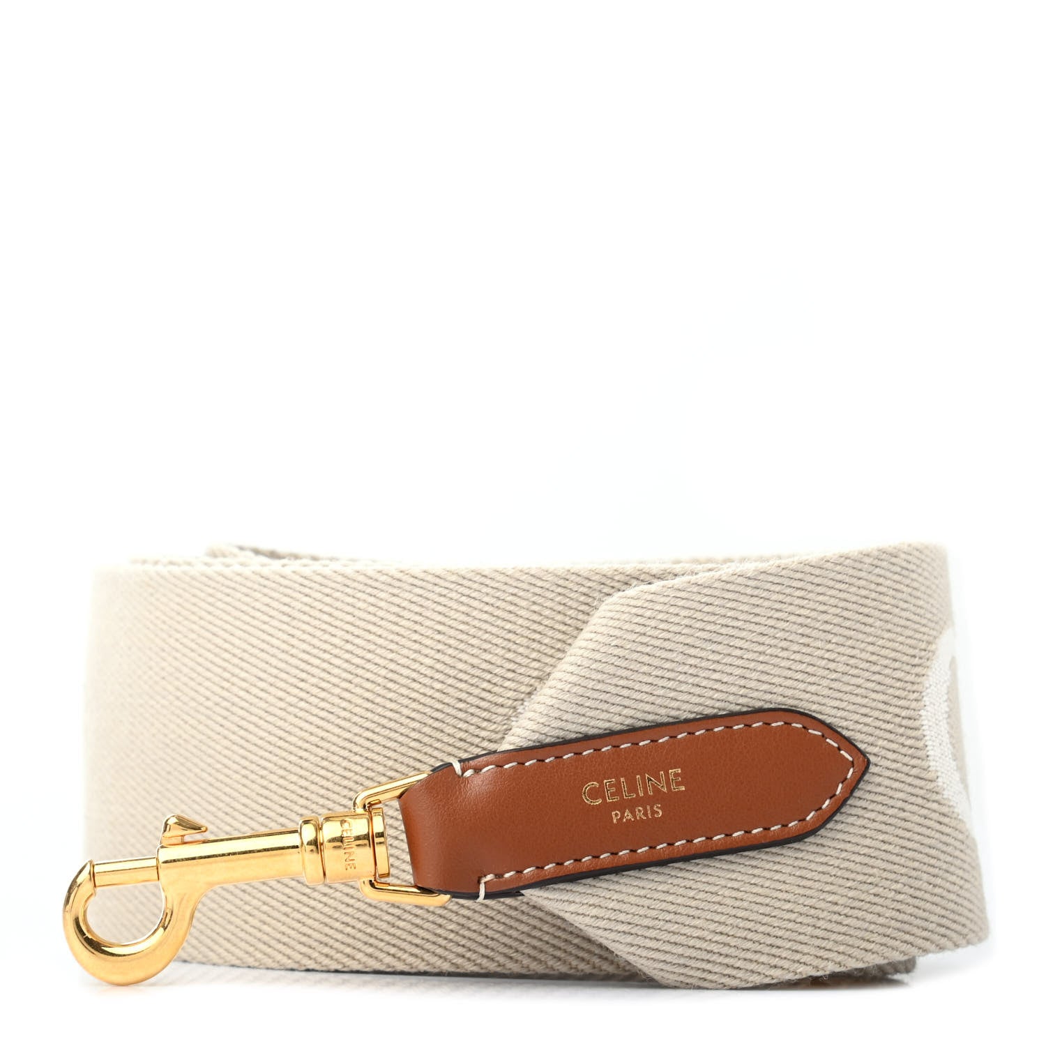 Celine Jacquard Wool Logo Short Strap Beige White 1 of 5