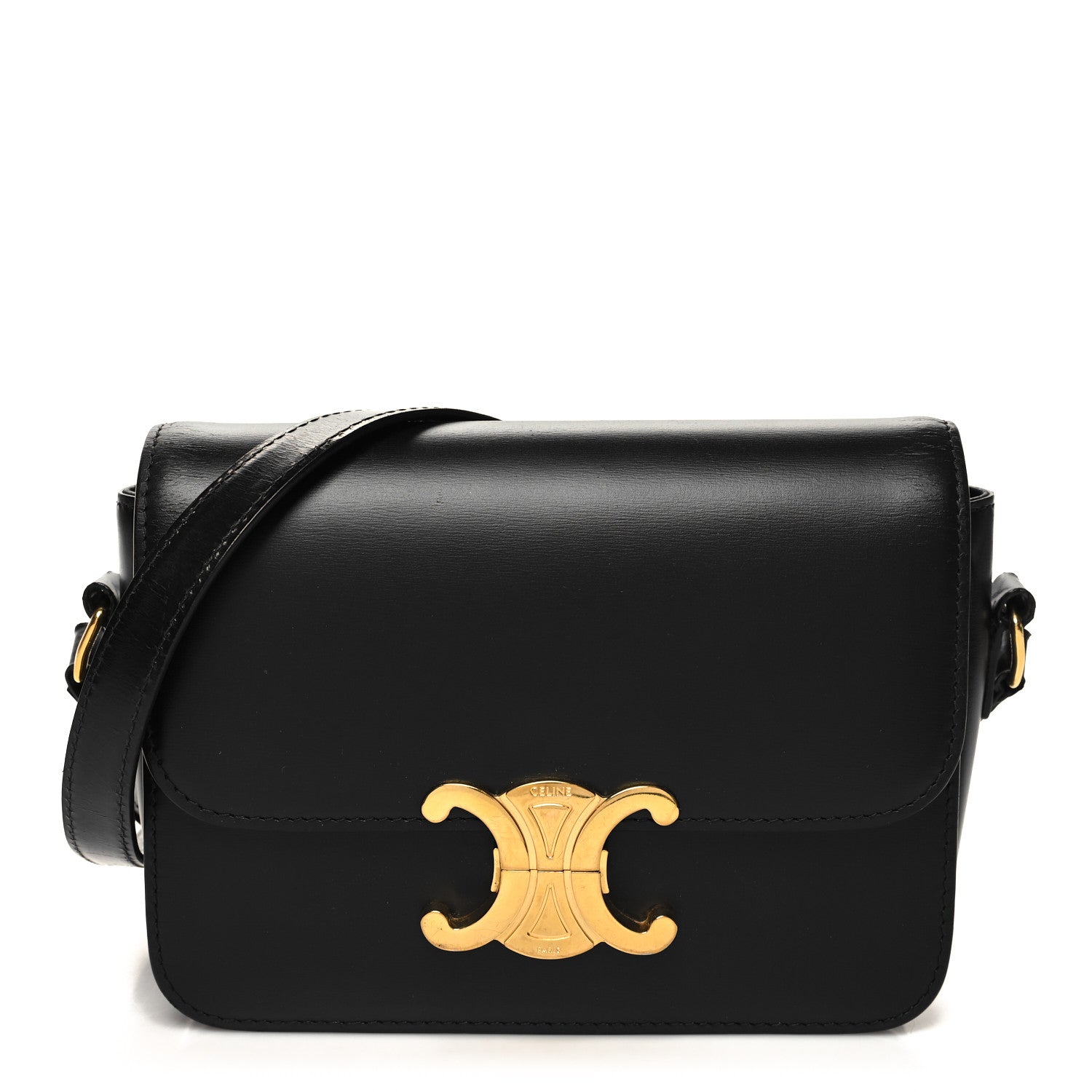Celine Shiny Calfskin Teen Triomphe Black 1 of 12