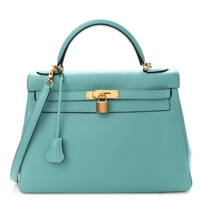 Hermes Togo Kelly Retourne 32 Bleu Atoll 1 of 9
