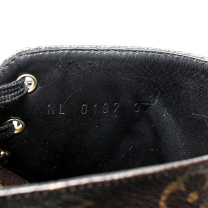 Louis Vuitton Calfskin Monogram Wonderland Flat Ranger Boots 37 Black 6 of 9