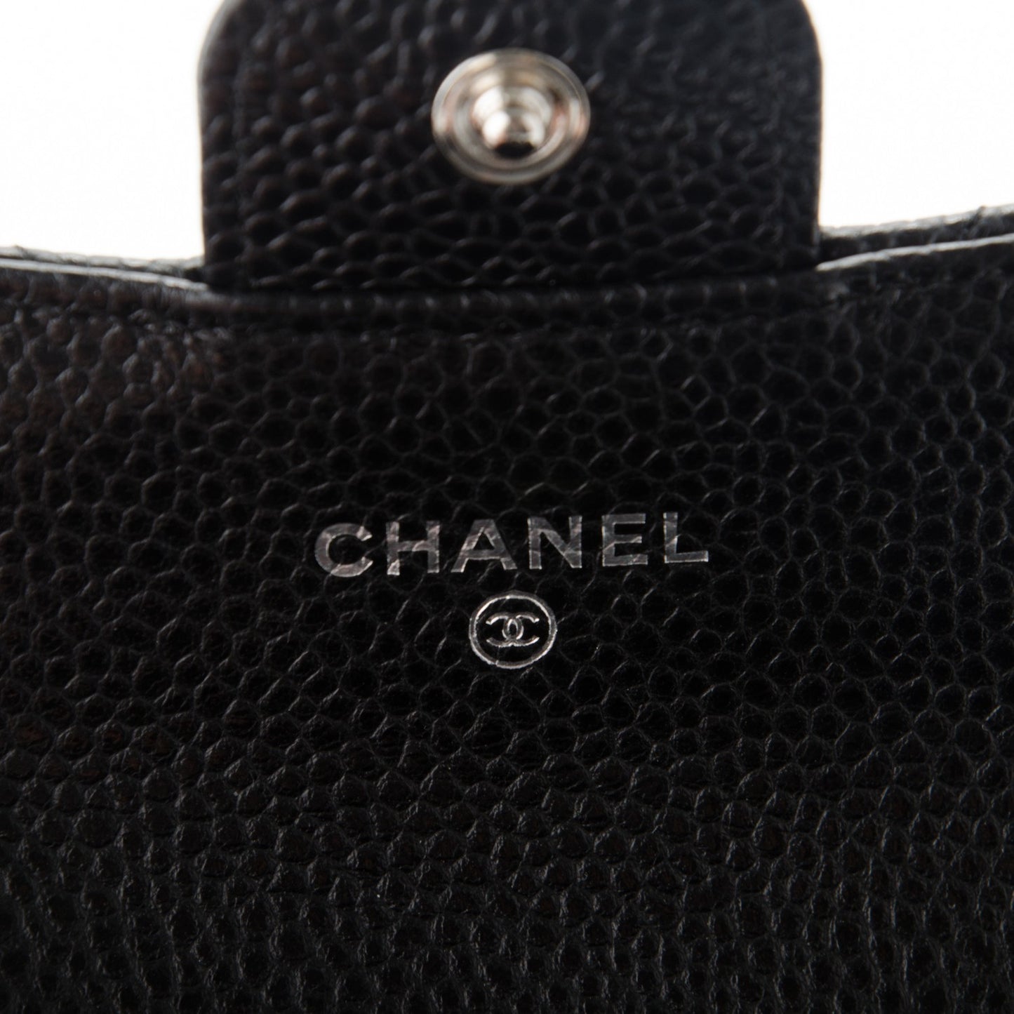 Caviar Quilted Flap Card Holder Wallet Black