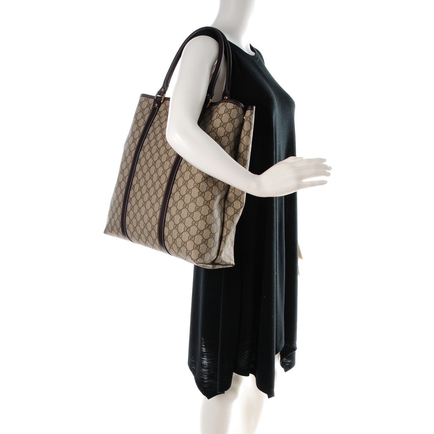 GG Plus Monogram Joy Vertical Tote Dark Brown