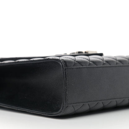Saint Laurent Calfskin Mixed Matelasse Triquilt Large Monogram Satchel Black 8 of 9