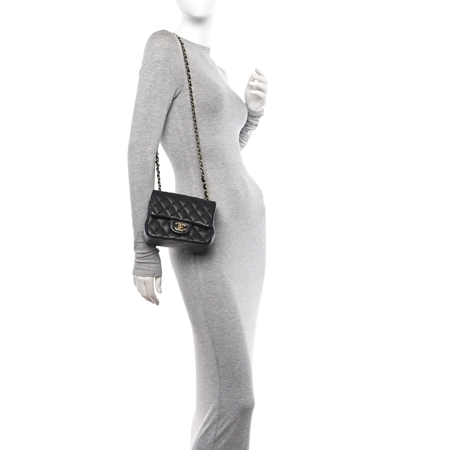 Caviar Quilted Mini Square Flap Black