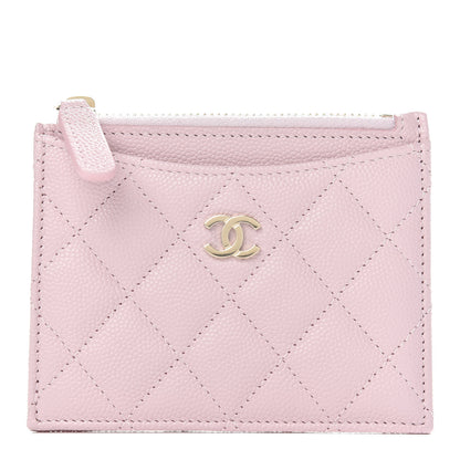 Chanel Caviar Quilted CC Zip Card Holder Light Pink 1 of 8