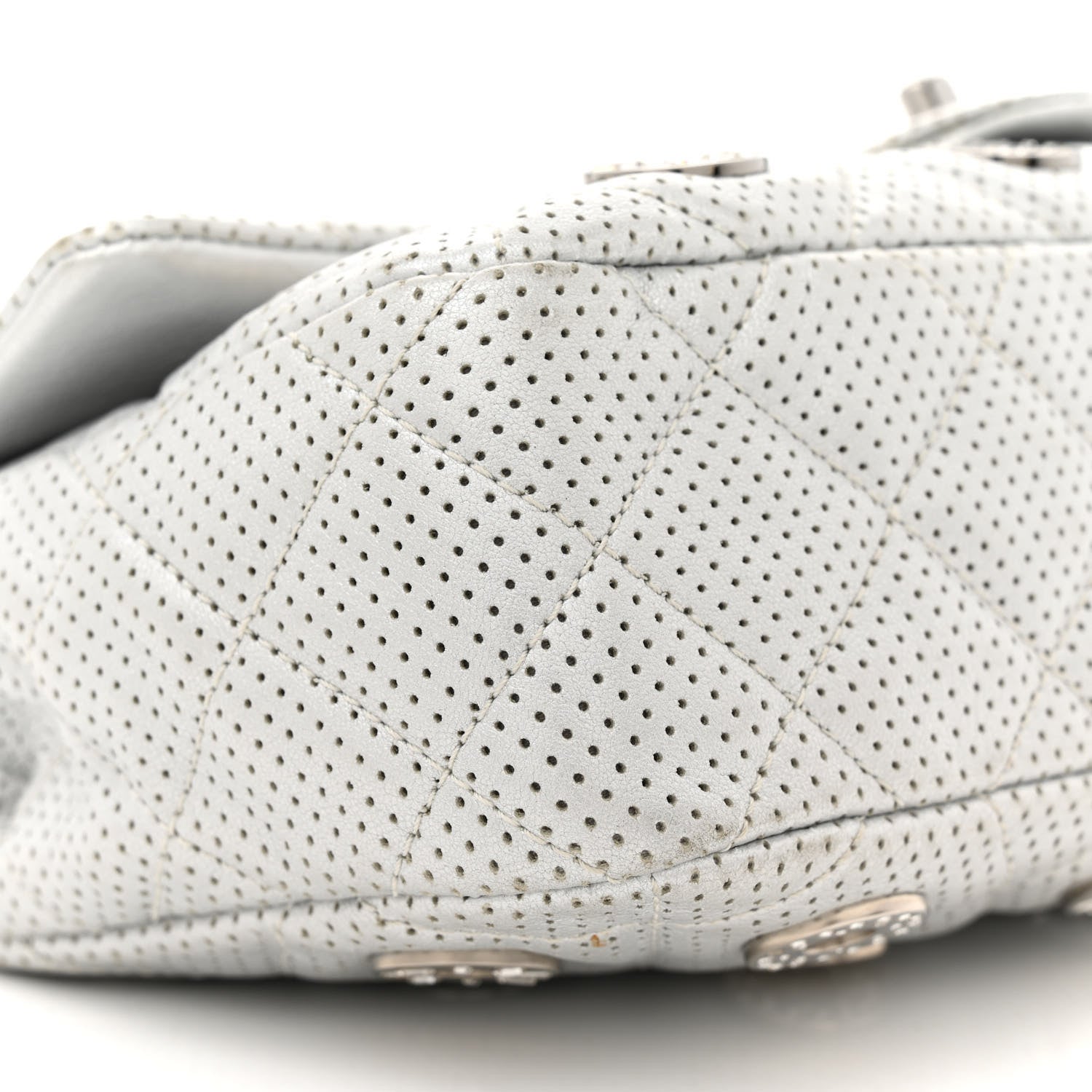 Chanel Perforated Metallic Lambskin Medium CC Medals Flap Silver 9 of 13