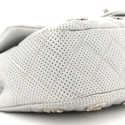 Chanel Perforated Metallic Lambskin Medium CC Medals Flap Silver 9 of 13