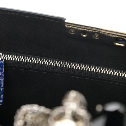 Alexander McQueen Calfskin Crocodile Embossed Knuckle Flat Clutch Blue 10 of 11