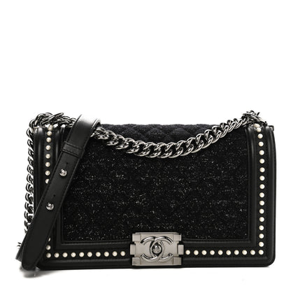 Chanel Calfskin Pearl Tweed Medium Boy Flap Black 1 of 10