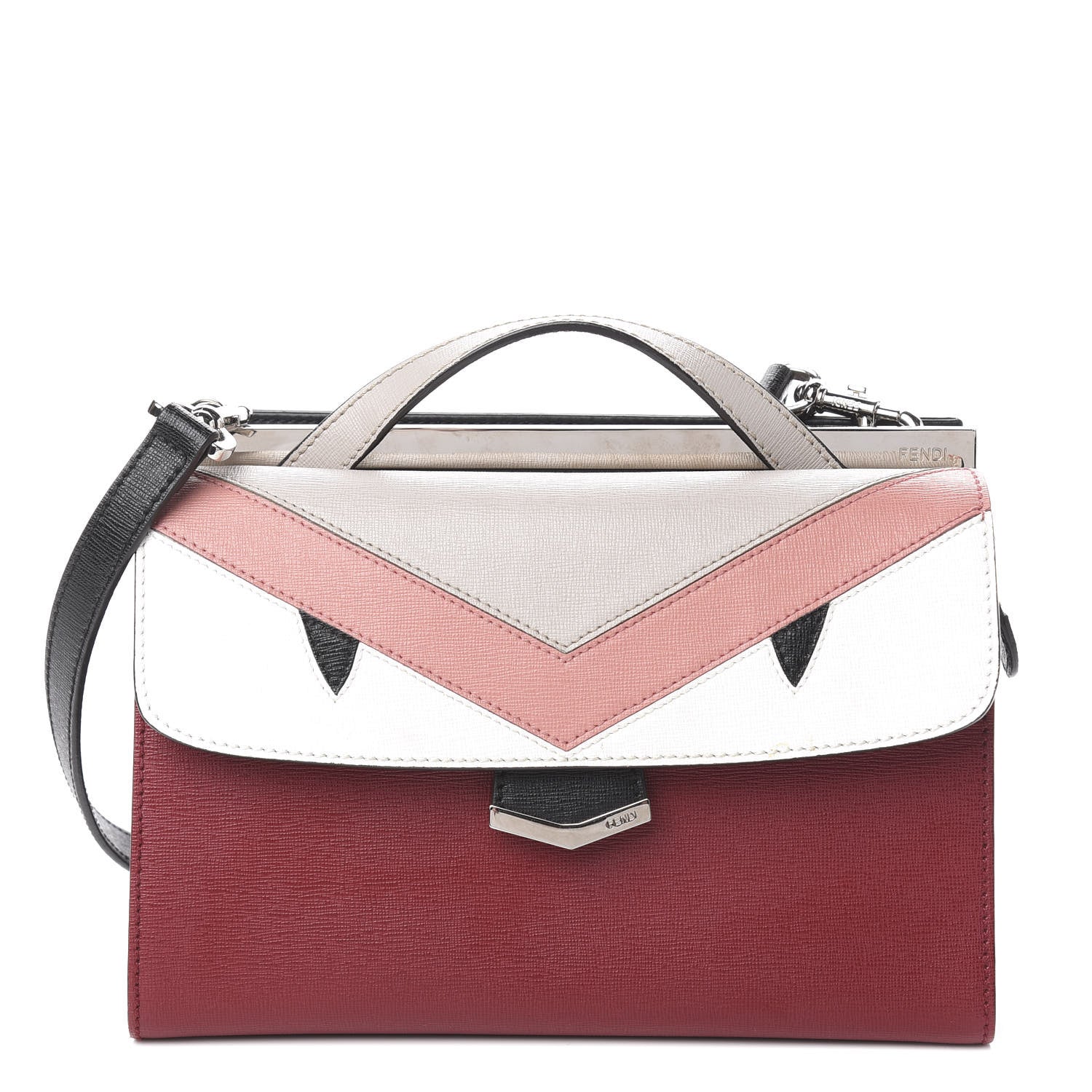 Fendi Vitello Elite Monster Mini Demi Jour Shoulder Bag Ribes Grigio Polvere Carbone 1 of 12