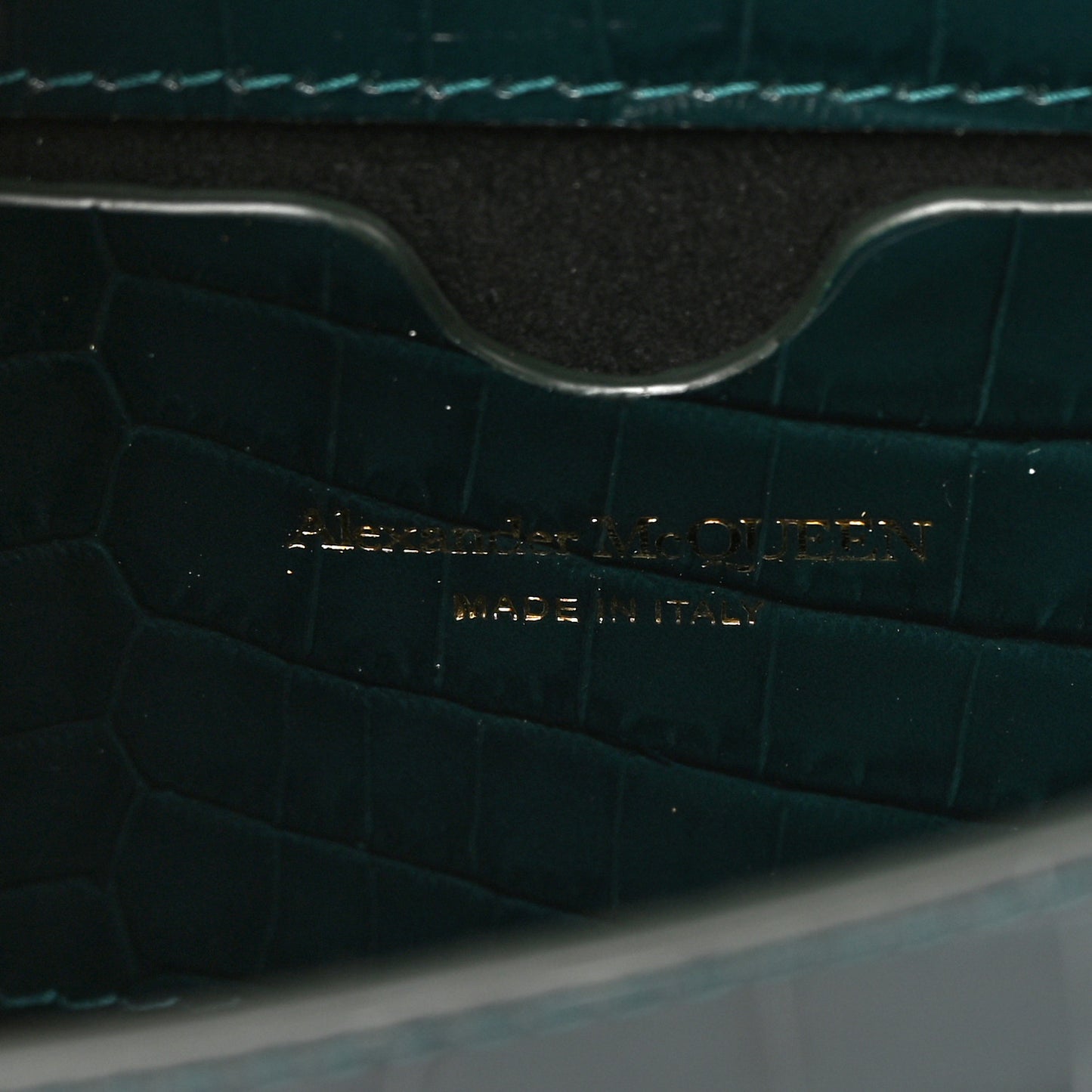 Shiny Crocodile Embossed Jeweled Satchel Emerald