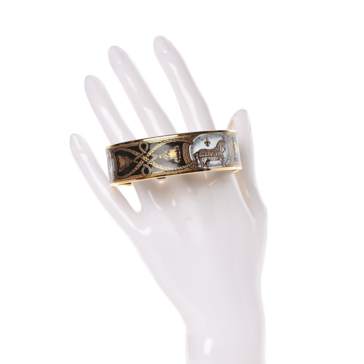Enamel Printed Wide Grand Apparat Bracelet 70 Black