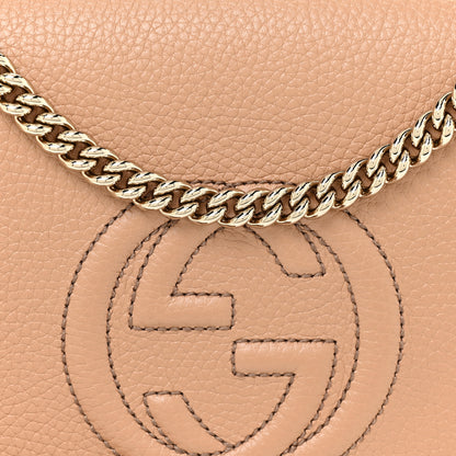 Gucci Pebbled Calfskin Medium Soho Flap Crossbody Camelia 7 of 11