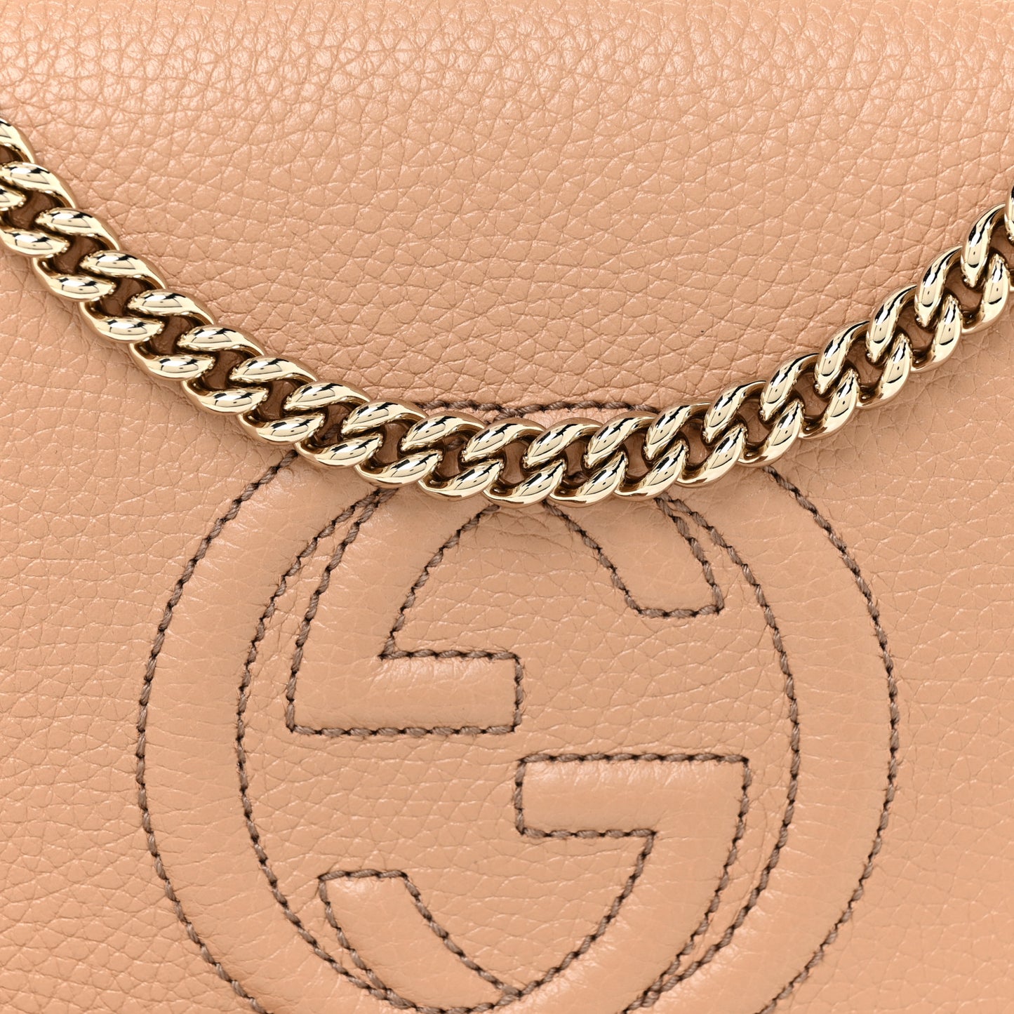 Pebbled Calfskin Medium Soho Flap Crossbody Camelia