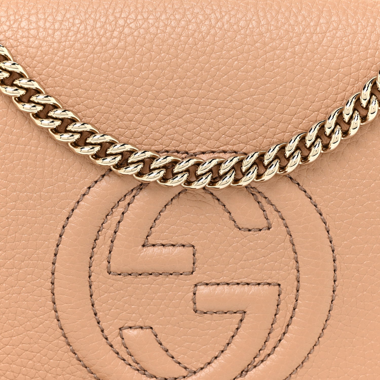 Gucci Pebbled Calfskin Medium Soho Flap Crossbody Camelia 7 of 11