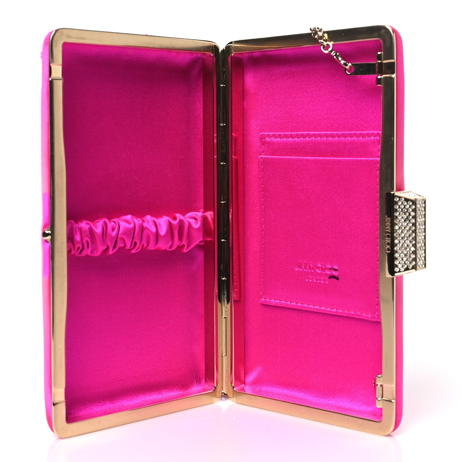 Jimmy Choo Satin Crystal Clemmie Clutch Fuchsia 5 of 10