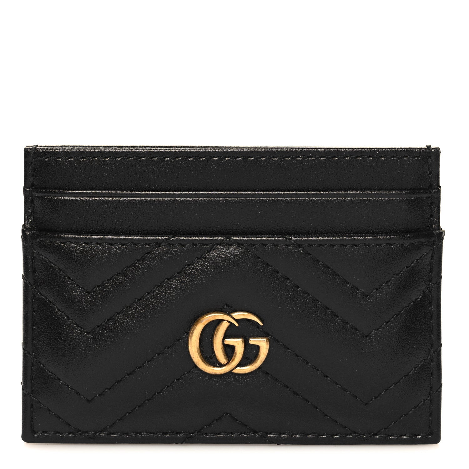 Gucci Calfskin Matelasse GG Marmont Card Holder Black 1 of 8