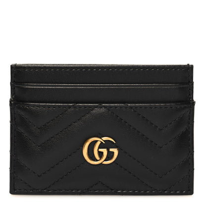 Gucci Calfskin Matelasse GG Marmont Card Holder Black 1 of 8