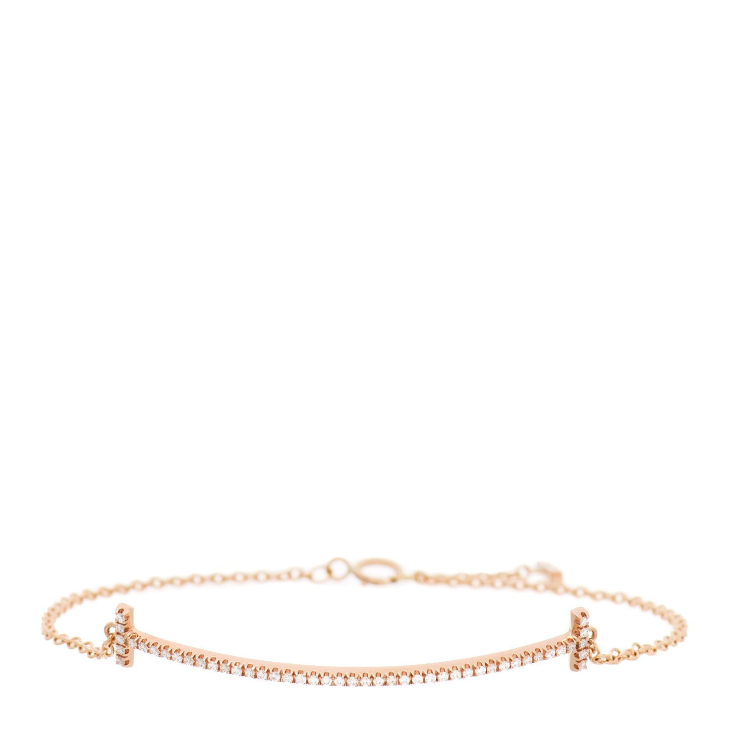 18K Rose Gold Diamond T Smile Bracelet