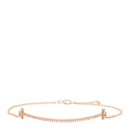 Tiffany 18K Rose Gold Diamond T Smile Bracelet 1 of 4