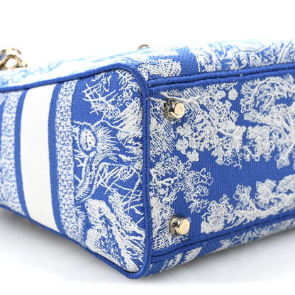 Christian Dior Canvas Toile De Jouy Reverse Embroidered Medium Lady D-Lite Fluorescent Blue 9 of 10