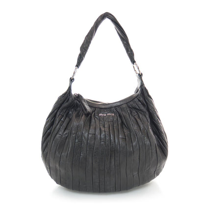 Miu Miu Leather Plisse Hobo Black 1 of 8