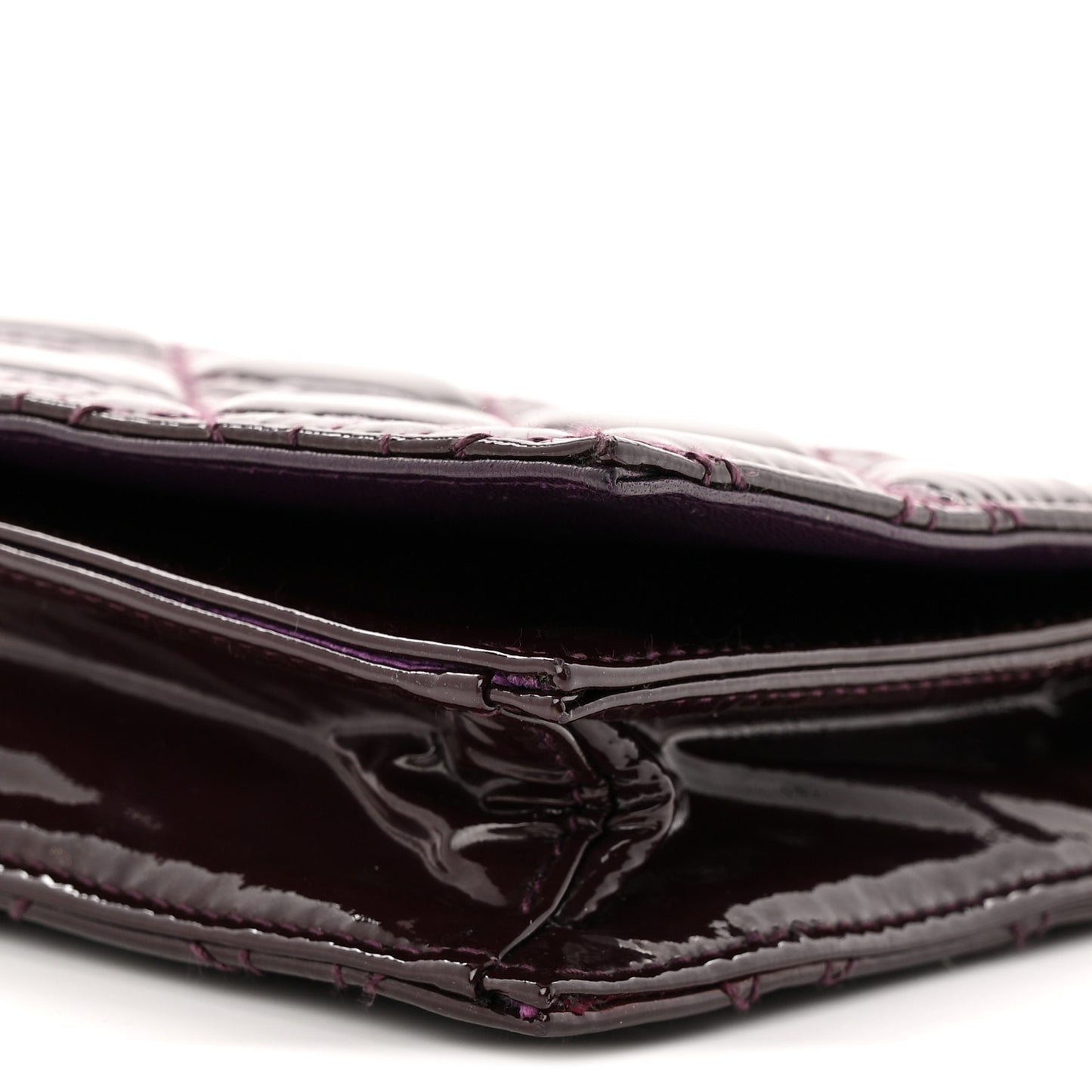 Patent Cannage Lady Dior Chain Wallet Purple
