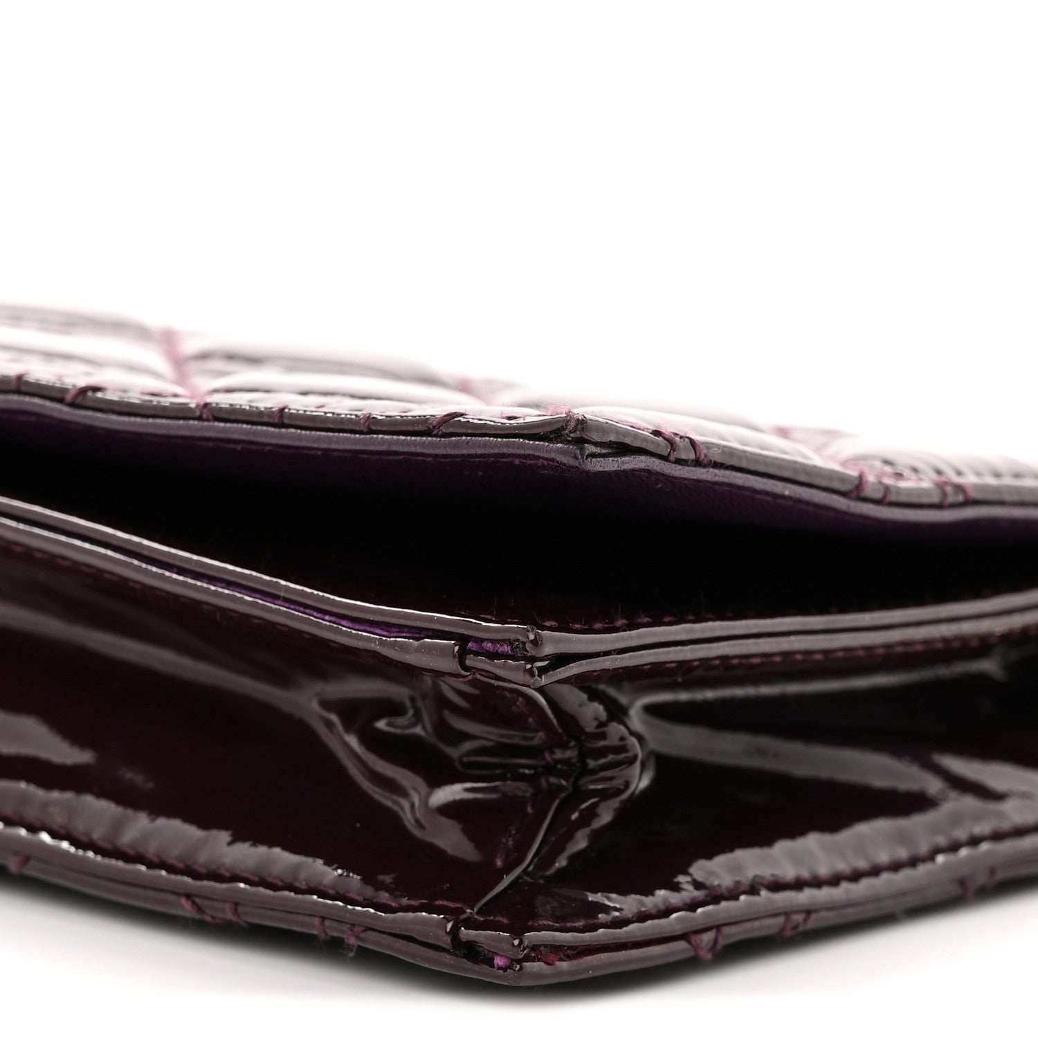 Christian Dior Patent Cannage Lady Dior Chain Wallet Purple 10 of 10
