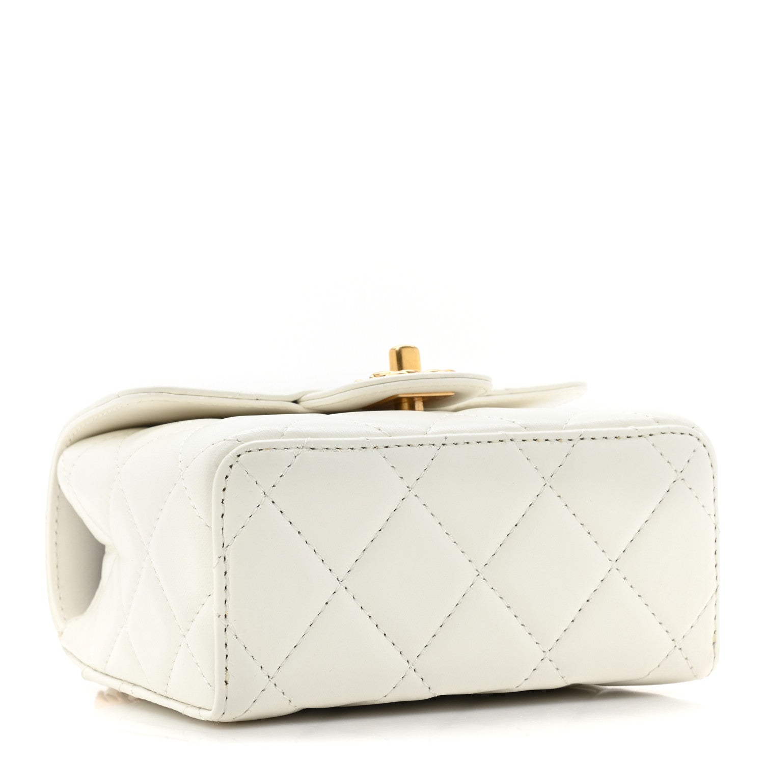 Chanel Lambskin Handle Crush Top Handle Flap Bag White 4 of 9