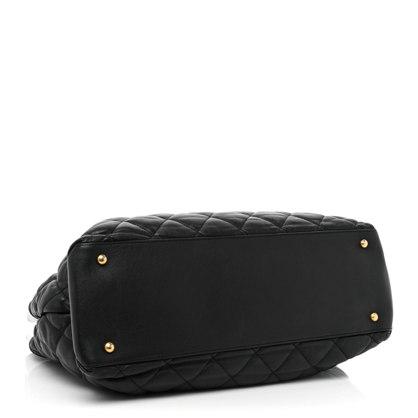Calfskin Quilted Large Soft Elegance Tote Black