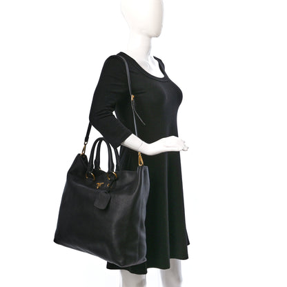 Prada Vitello Daino Shopping Tote Black 2 of 8