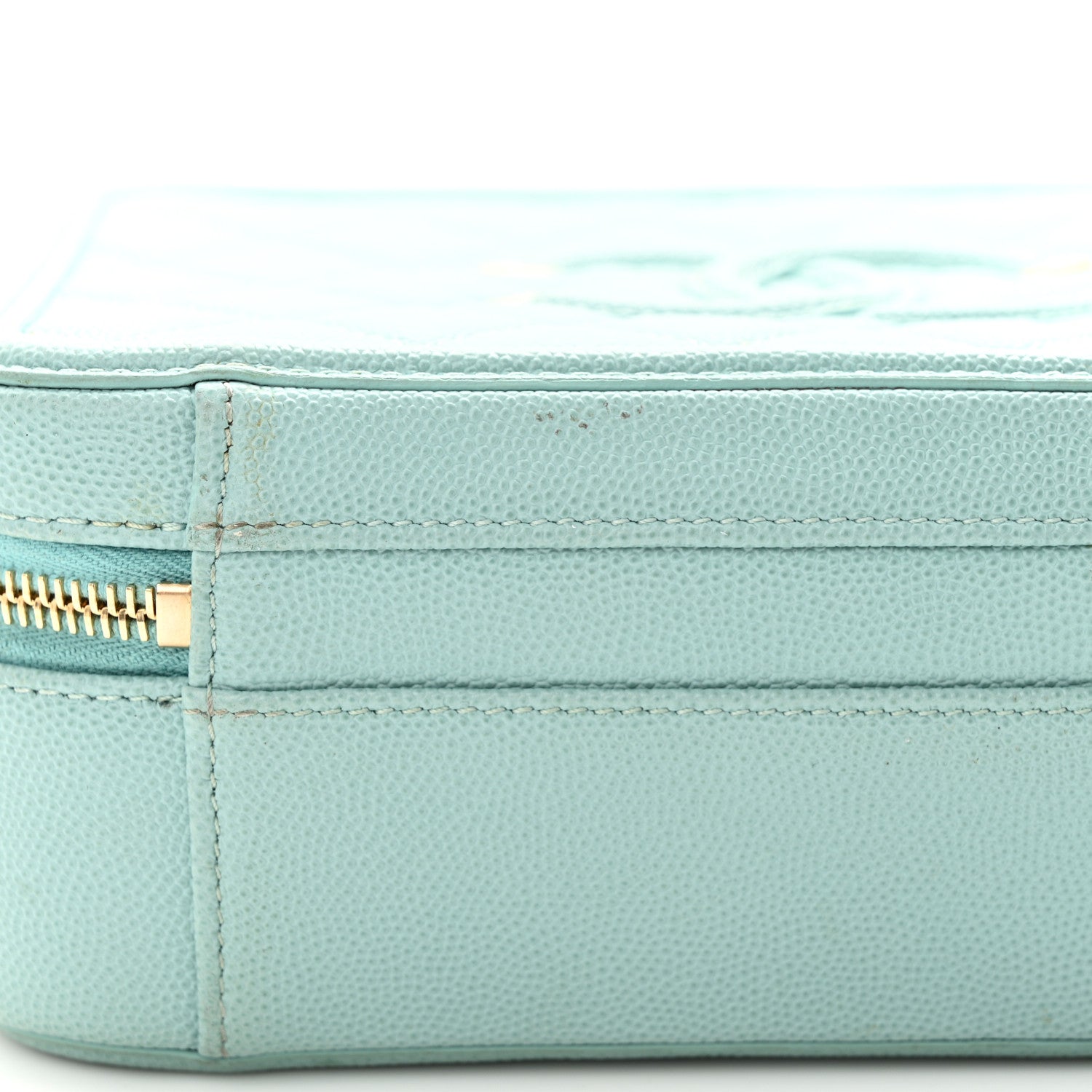 Chanel Caviar Quilted Medium CC Filigree Vanity Case Light Blue 14 of 14