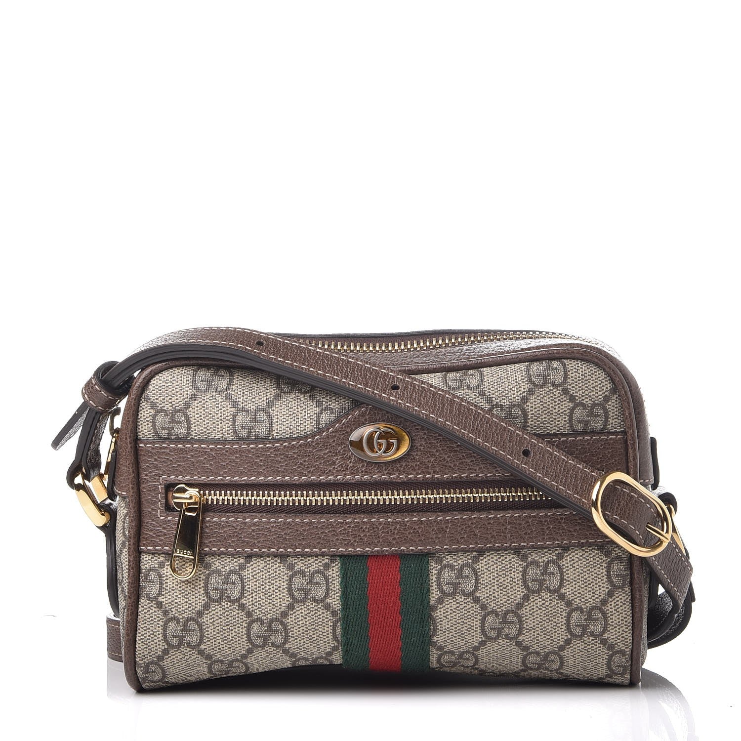 Gucci GG Supreme Monogram Web Mini Ophidia Shoulder Bag Brown 1 of 8