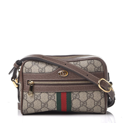 Gucci GG Supreme Monogram Web Mini Ophidia Shoulder Bag Brown 1 of 8
