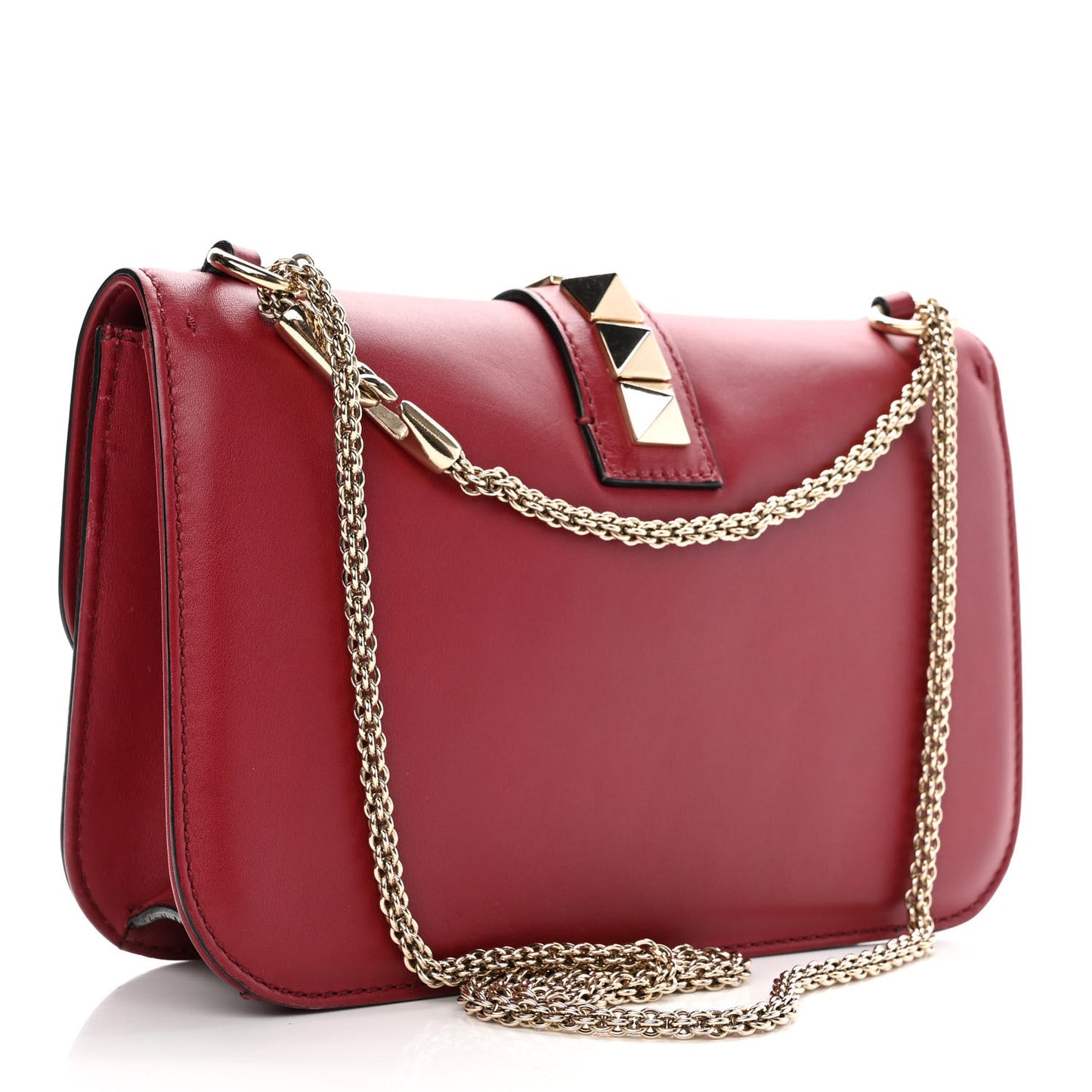 Vitello Medium Glam Lock Rockstud Flap Rubino