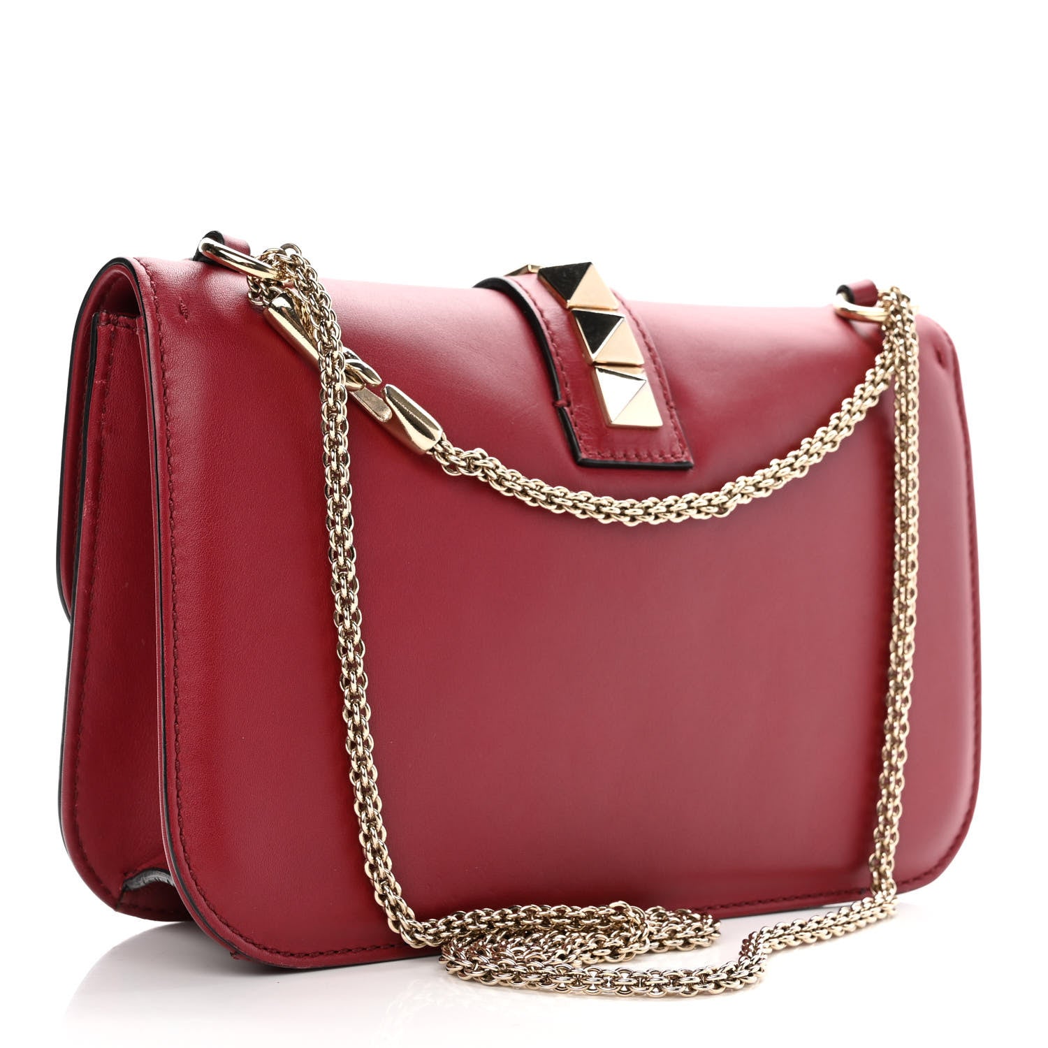 Valentino Garavani Vitello Medium Glam Lock Rockstud Flap Rubino 3 of 13