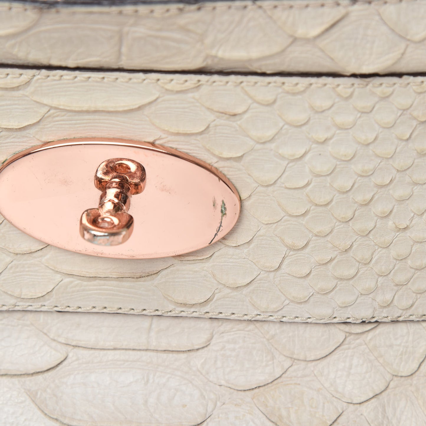 Python Embossed Calfskin Medium Alexa White