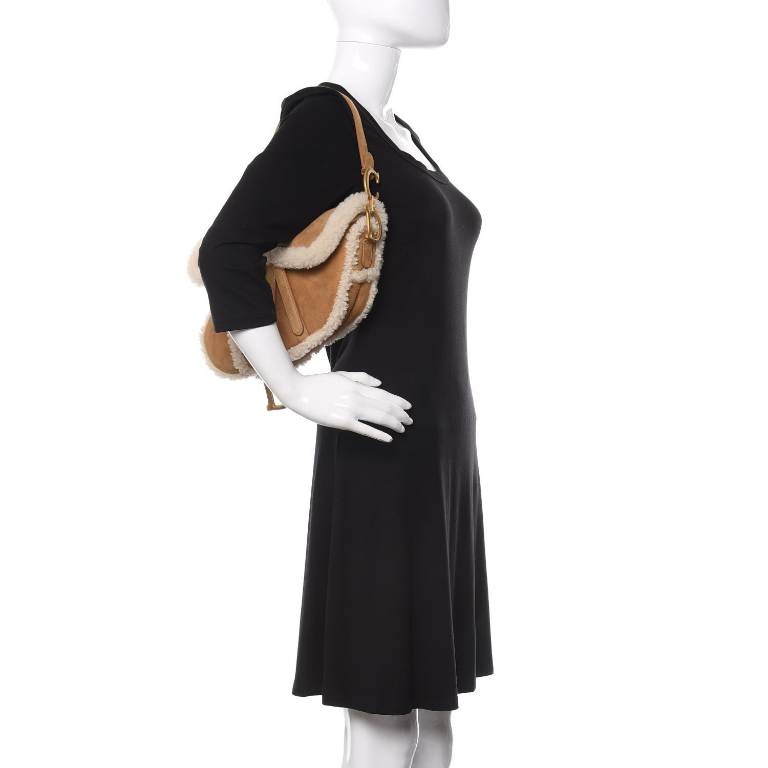 Christian Dior Shearling Saddle Bag Camel 2 of 10