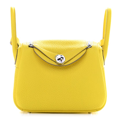 Hermes Taurillon Clemence Mini Lindy 20 Lime 1 of 9