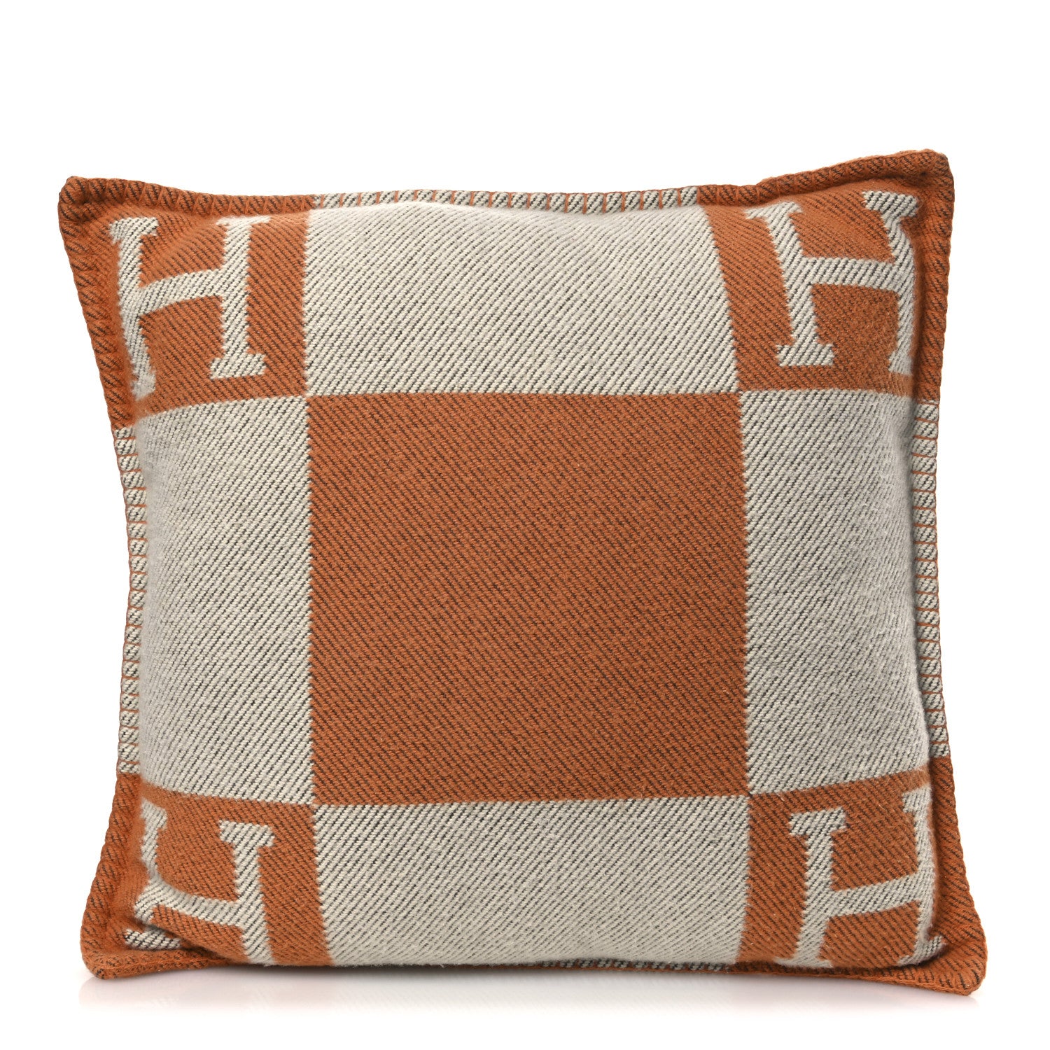 Hermes Wool Cashmere Avalon Pillow PM Ecru Potiron 1 of 4