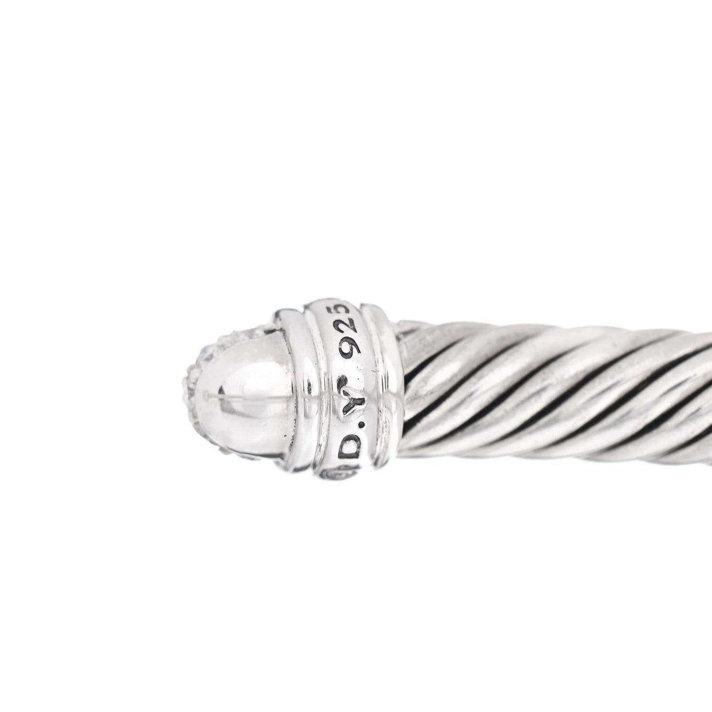 Sterling Silver Pave Diamond 5mm Cable Classics Bracelet