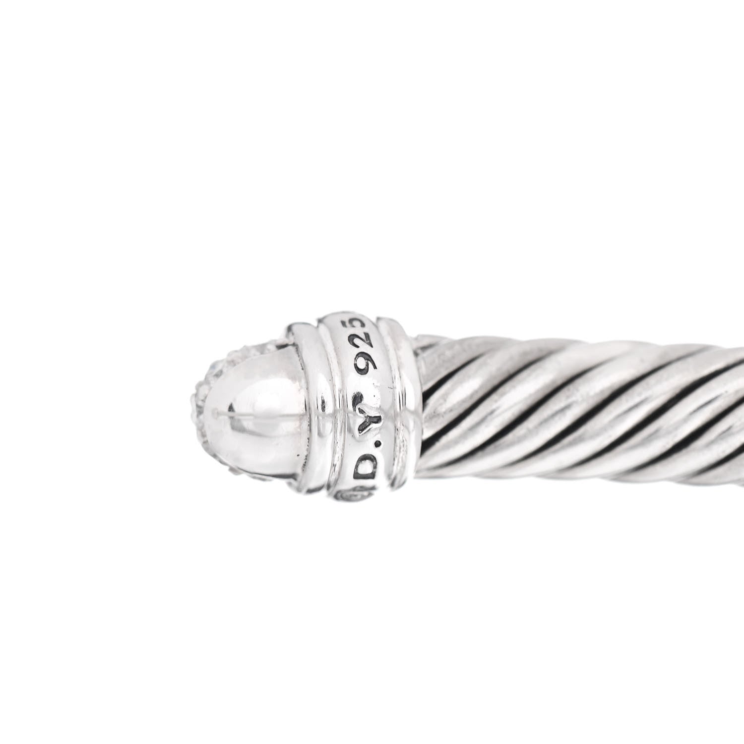David Yurman Sterling Silver Pave Diamond 5mm Cable Classics Bracelet 4 of 4