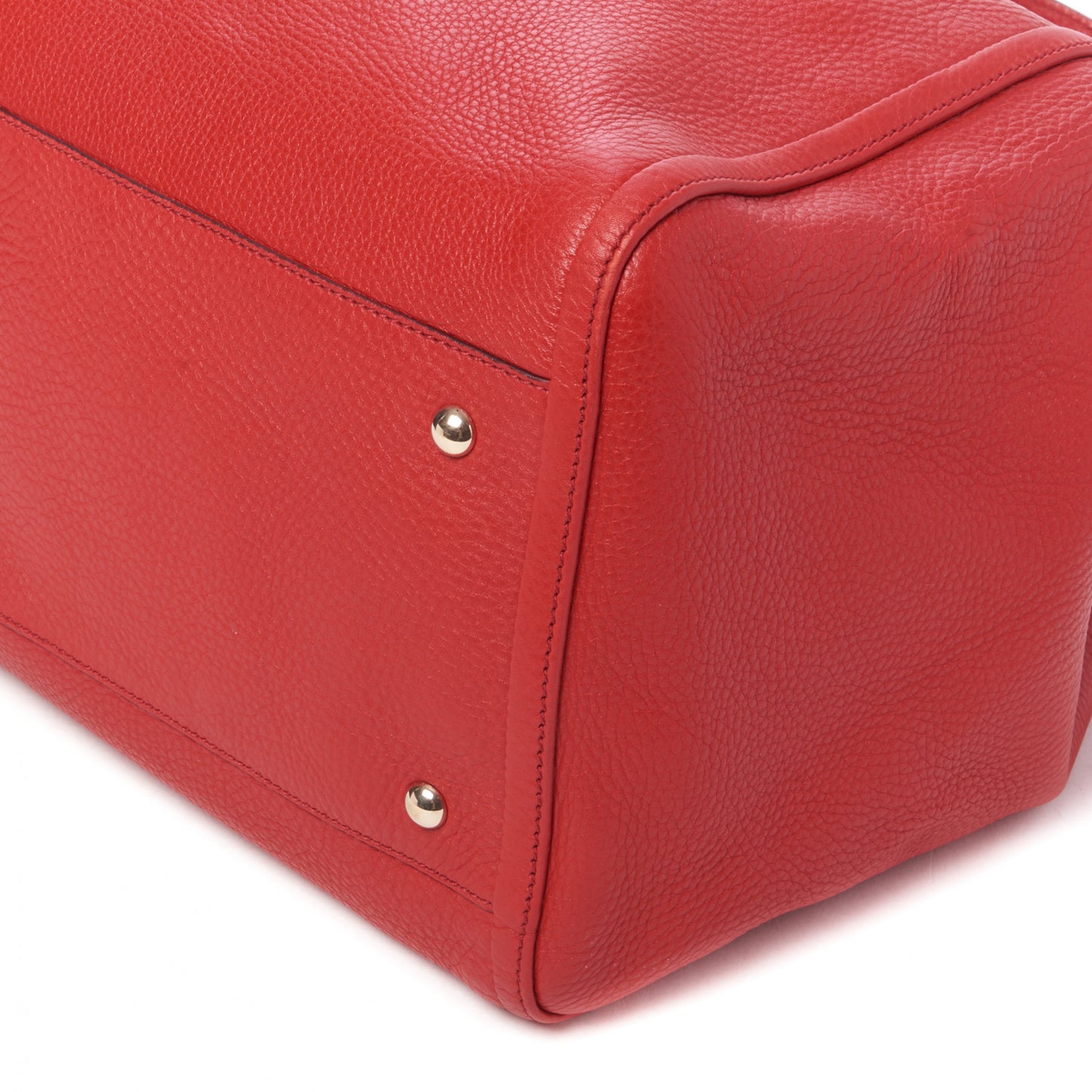 Pebbled Calfskin Large Soho Shoulder Bag Red