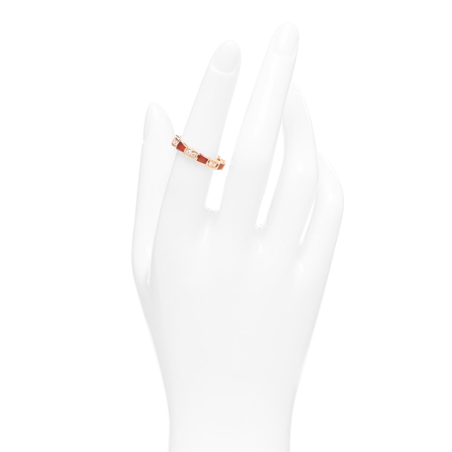 18K Rose Gold Diamond Carnelian 4mm Serpenti Viper Band Ring 53 6.25