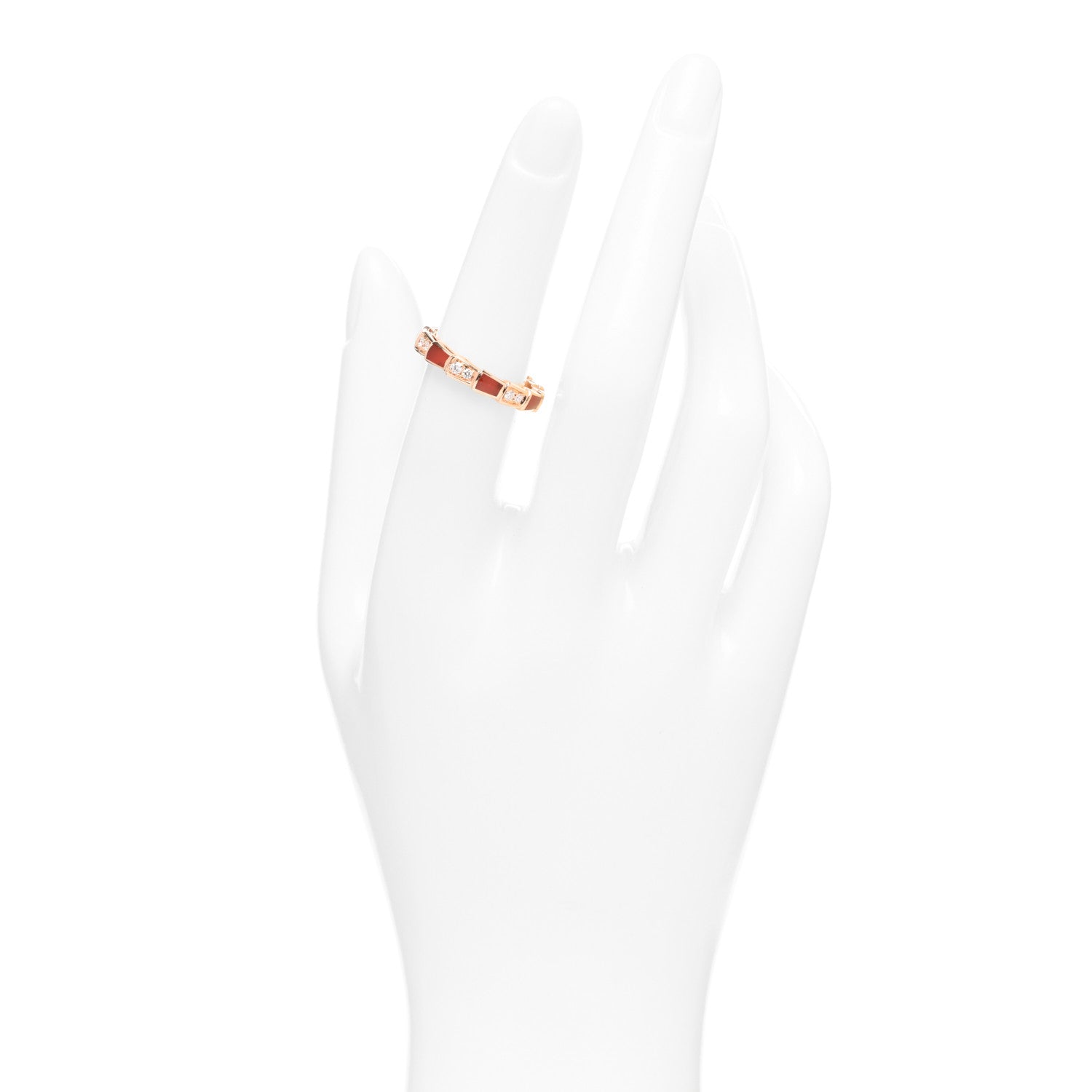 Bulgari 18K Rose Gold Diamond Carnelian 4mm Serpenti Viper Band Ring 53 6.25 2 of 4