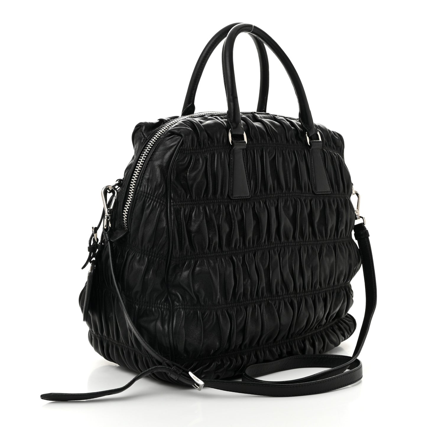 Nappa Gaufre Double Zip Tote Black