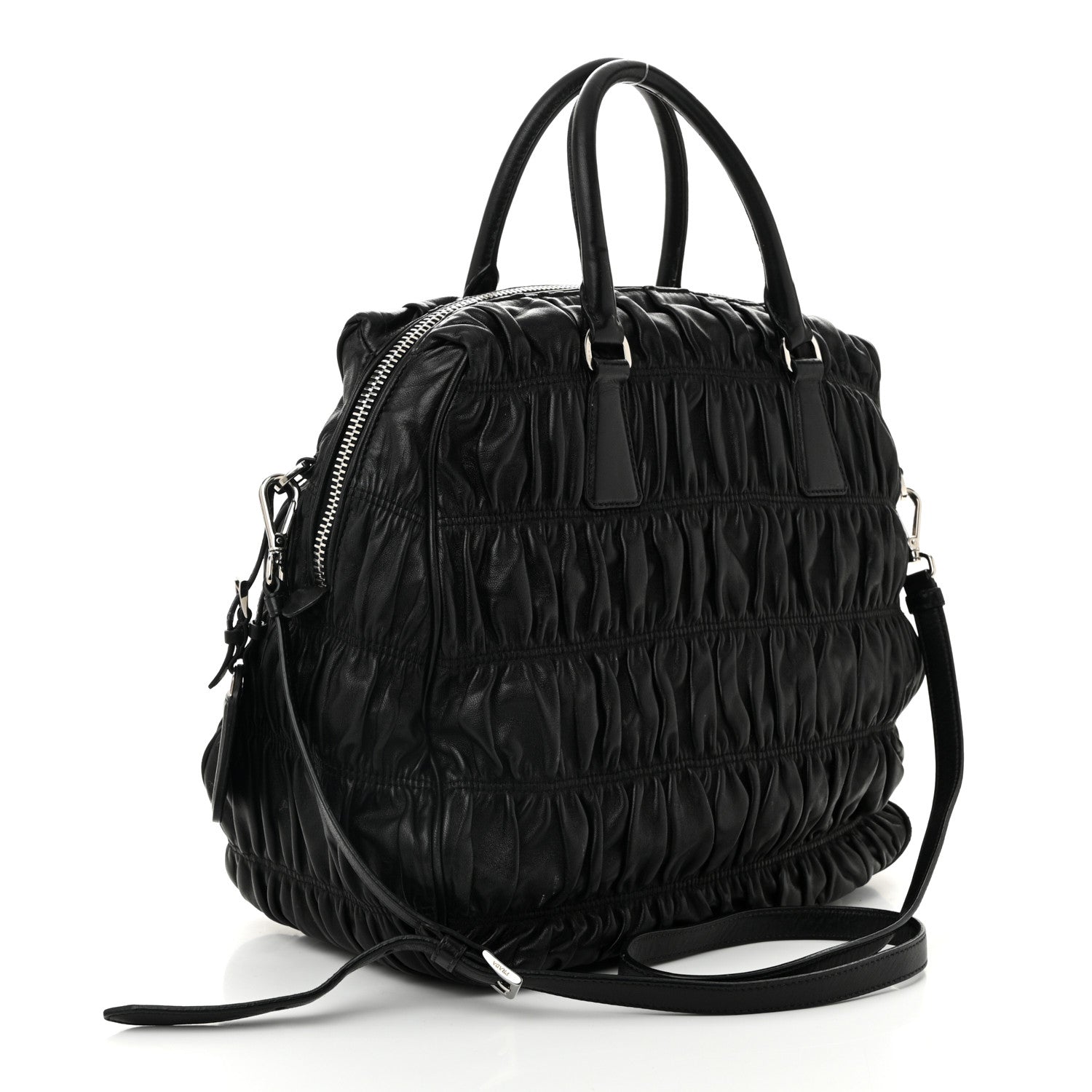 Prada Nappa Gaufre Double Zip Tote Black 3 of 13