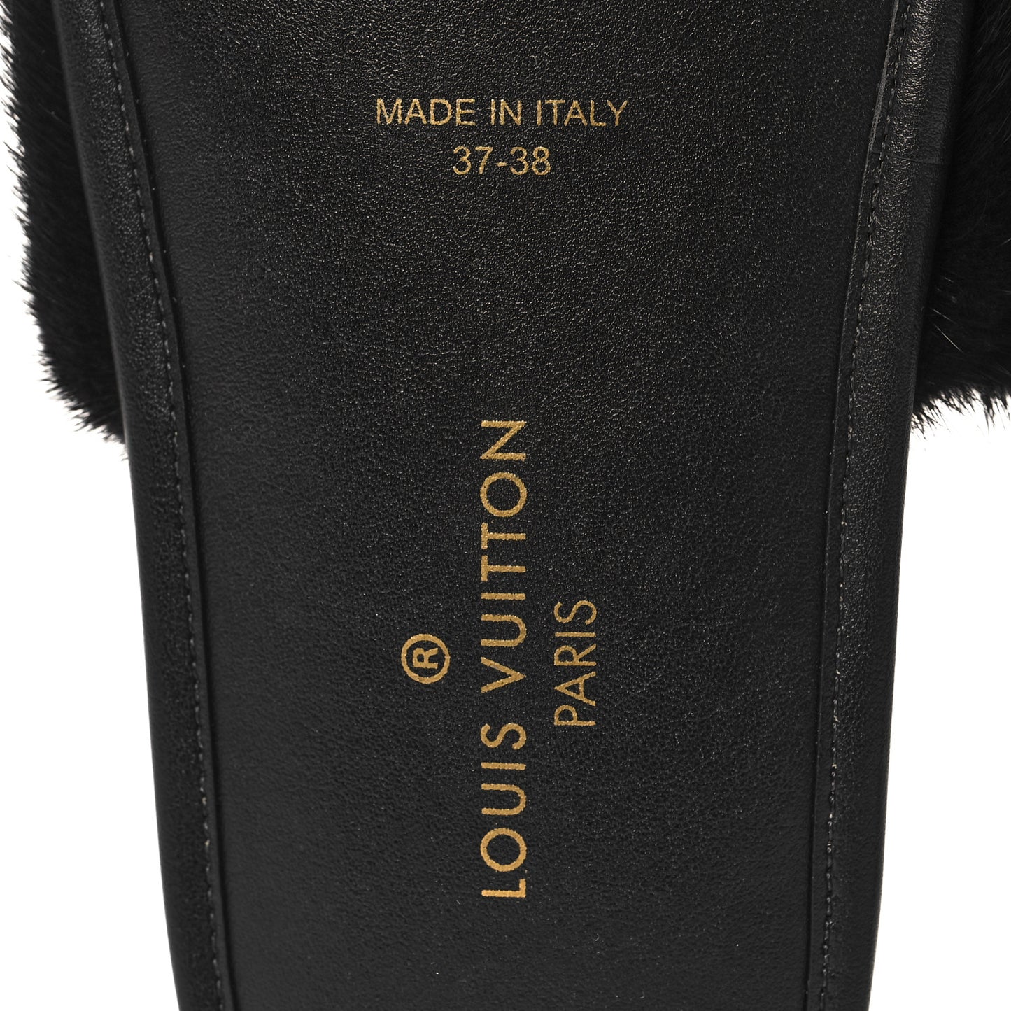 Mink Fur Homey Flat Mules 37-38 Black