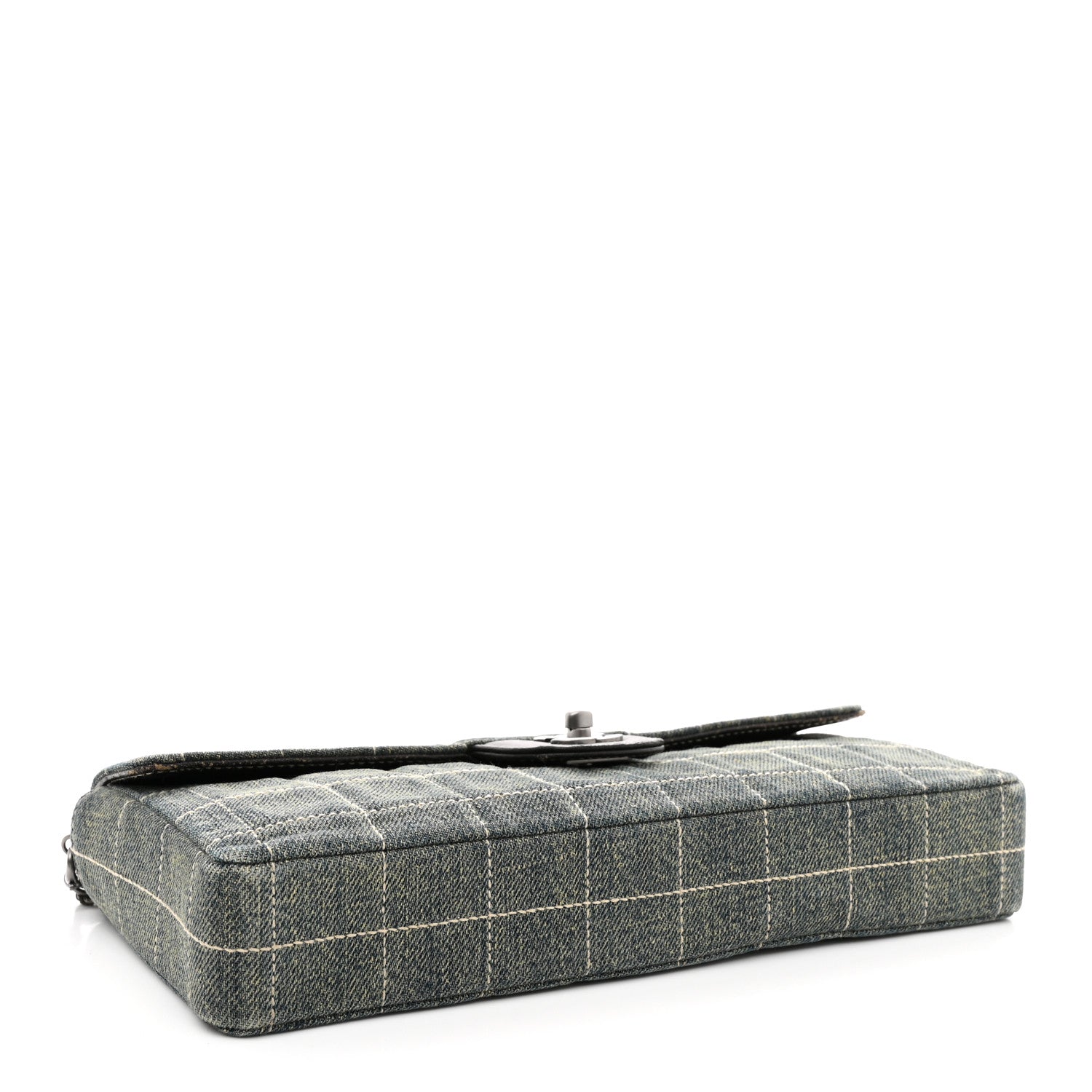 Chanel Denim Chocolate Bar Quilted East West Flap 4 of 11