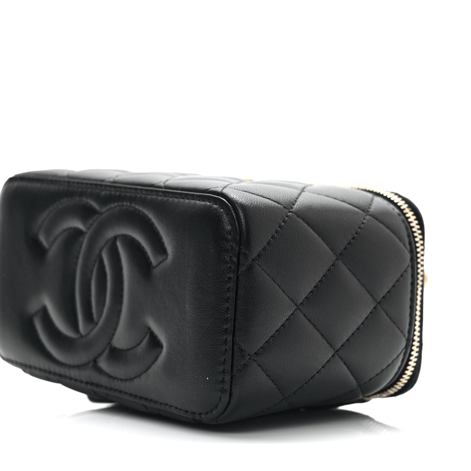 Chanel Lambskin Quilted Metal Small Top Handle Vanity Case With Chain Black 8 of 8